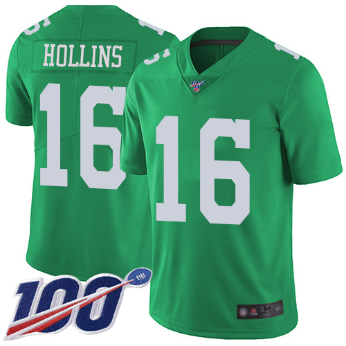 Men Philadelphia Eagles #16 Mack Hollins Limited Green Rush Vapor Untouchable NFL Jersey 100th Season Football